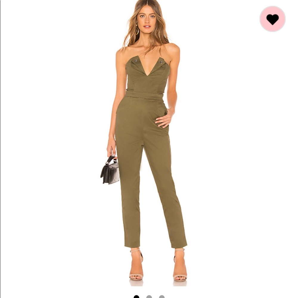 Strapless army green jumpsuit